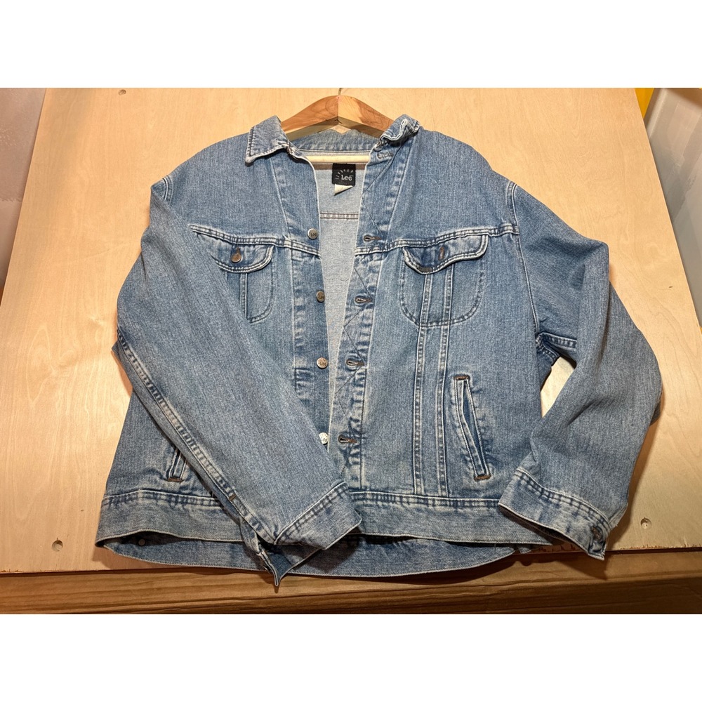 Vintage Lee Denim Jacket Harley-Davidson Eagle Back Patch Light Wash XXL Regular